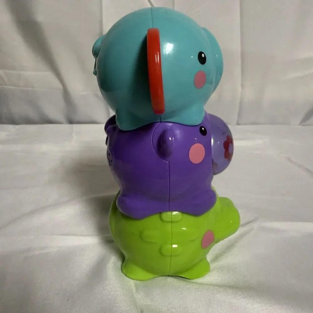 Fisher Price Alligator Hippo Elephant Stacking Animals Green Purple Baby Toy